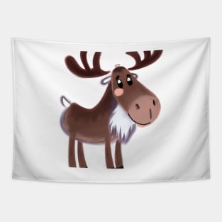 Cute Moose Drawing Tapestry