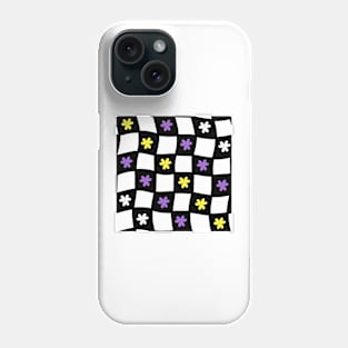 Floral Checker Board - Nonbinary Pride Phone Case