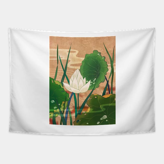 Minhwa: Misty Pond D Type Tapestry by koreanfolkpaint