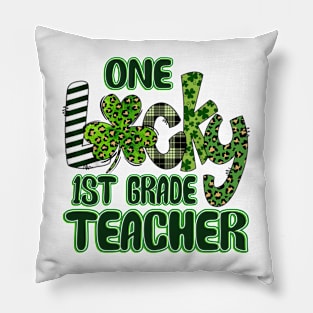 One Lucky 1st Grade Teacher Shamrock Pillow