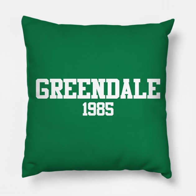 Greendale 1985 Pillow by GloopTrekker