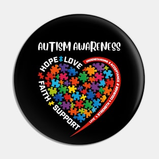 Autism Awarness Month Puzzle Piece Heart Pin