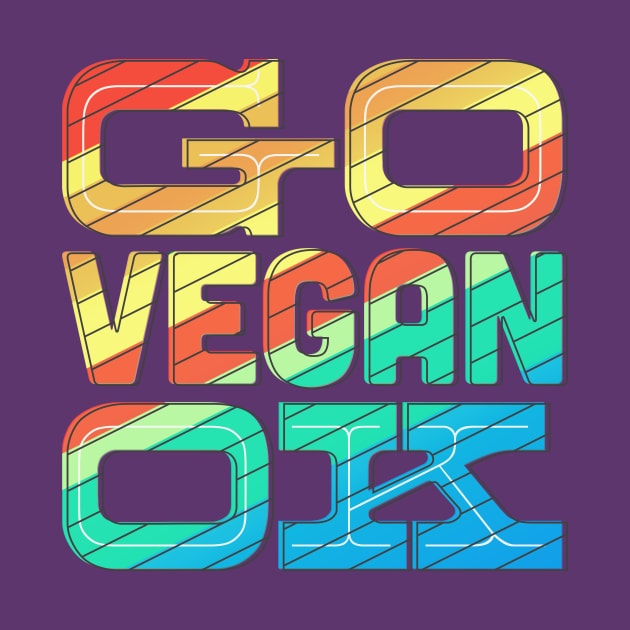 Rainbow Retro Go Vegan OK by kippygo