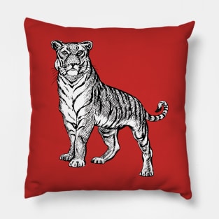 Tiger Line Art Drawing Black And White Tattoo Art Pillow