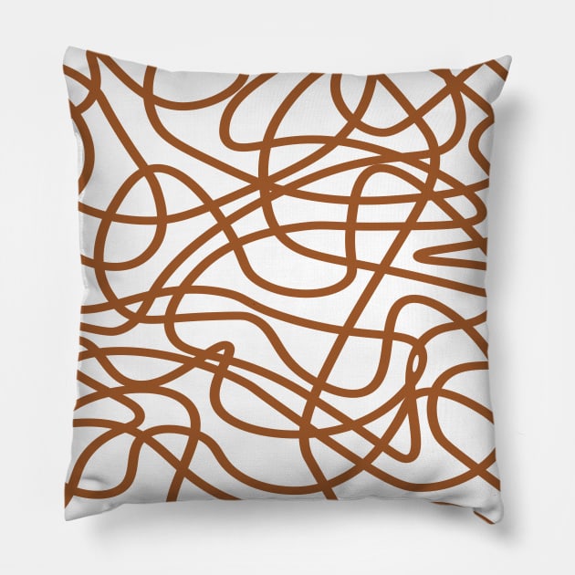 Random abstract brown doodle lines pattern Pillow by Baobabprintstore