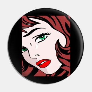 Redheaded Pop Art Girl Pin