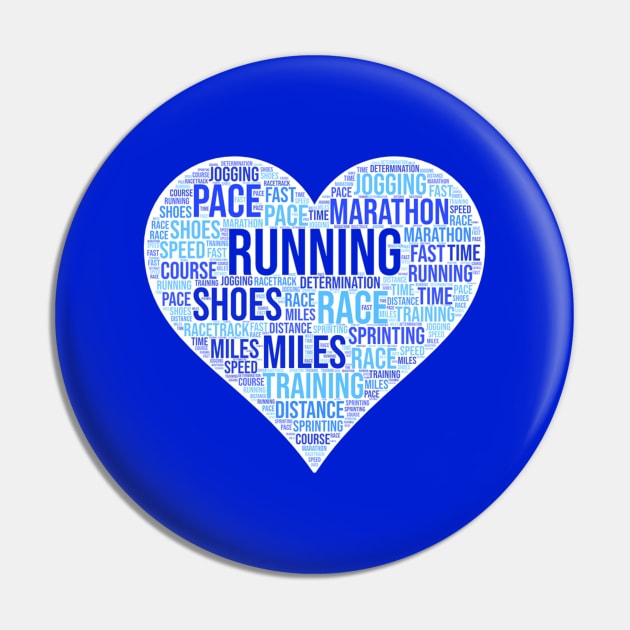 Running Heart Blue Pin by hcohen2000