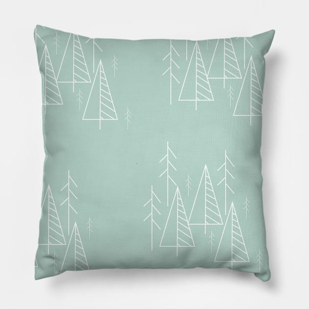 Seamless pattern with white trees Pillow by Nataliia1112