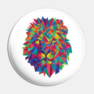 Rainbow Geometric Lion Art Pin