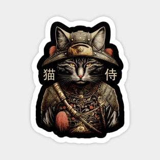 Samurai Cat Tattoo, Kawaii Ninja Cat Magnet