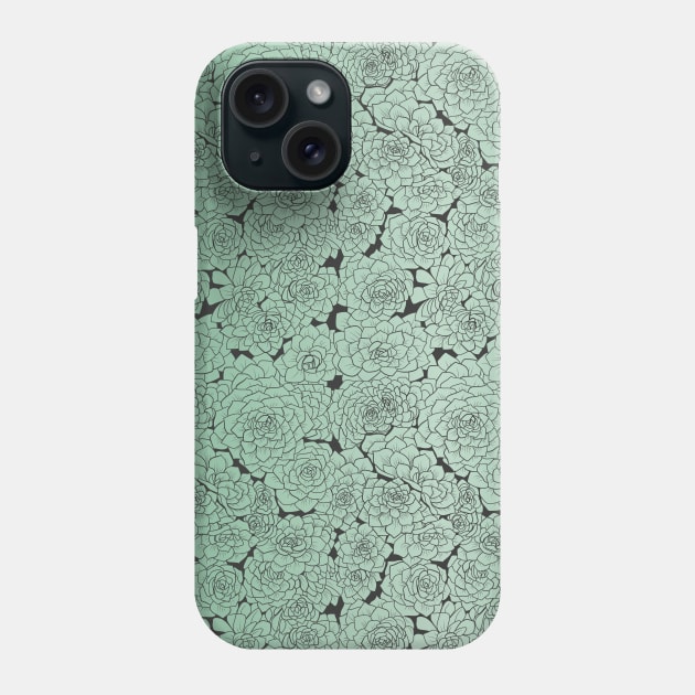 Inky Green Succulents Phone Case by runcatrun