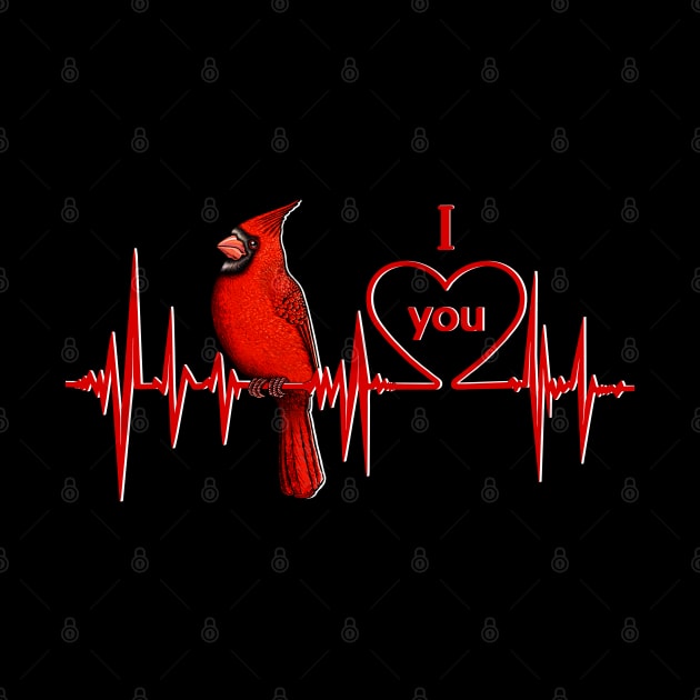 Red Cardinal heartbeat I love yuo by Artardishop