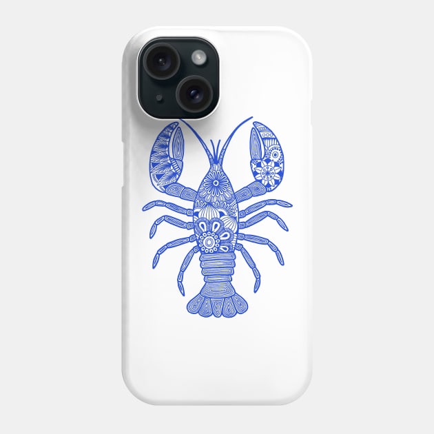 Lobster (blue and white vertical) Phone Case by calenbundalas