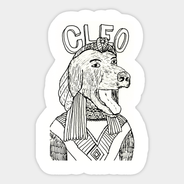 Cleo the Queen of Good Girls - Pet Portrait - Sticker