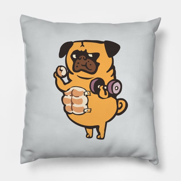 Bread Roll Pug Abs Pillow by huebucket