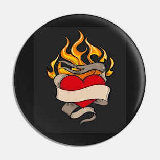 Flaming Heart colorful Emblem Pin