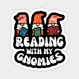 Reading With My Gnomies Funny Gnomes Book Lover Bookworm Magnet