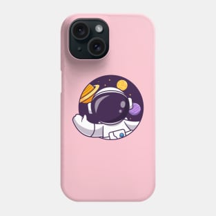 Cute Astronaut Waving Hand In Space Hole Cartoon Phone Case