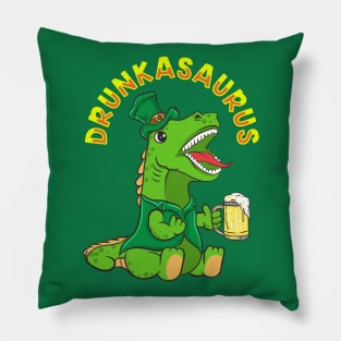 St Patricks Day Drunkasaurus T Rex Beer Pillow