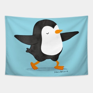 Penguin doing a yoga pose Tapestry