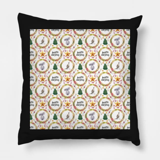 Merry Christmas - An Australian Christmas Print Pillow by annaleebeer