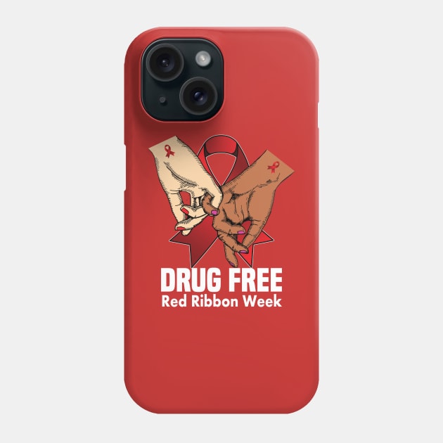 Drug free red ribbon week.. red ribbon gift Phone Case by DODG99