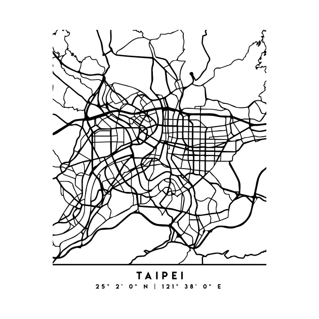 TAIPEI TAIWAN BLACK CITY STREET MAP ART by deificusArt