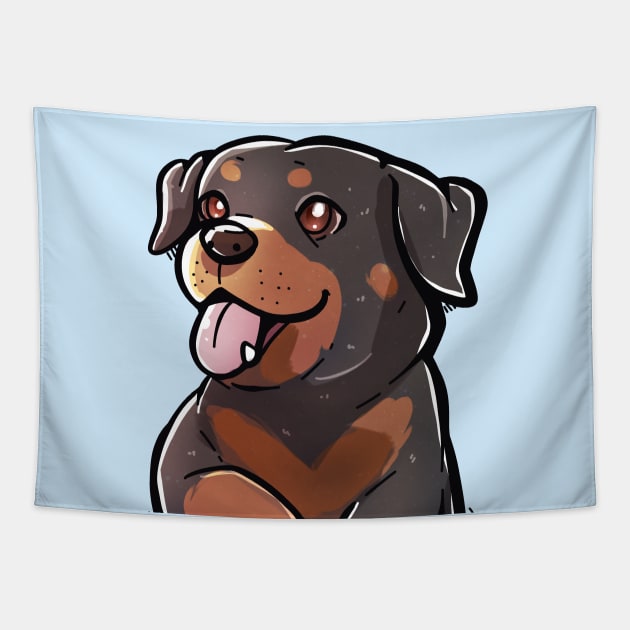 Pocket Cute Rottweiler Dog Tapestry by TechraPockets