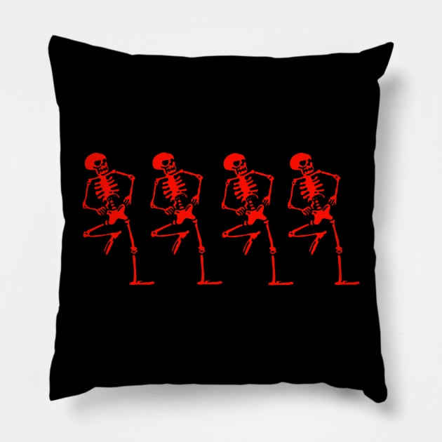 Spooky Scary Skeletons (Red) Pillow by Graograman