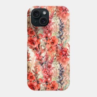 Red Snapdragon flower pattern in Watercolor alcohol ink Phone Case