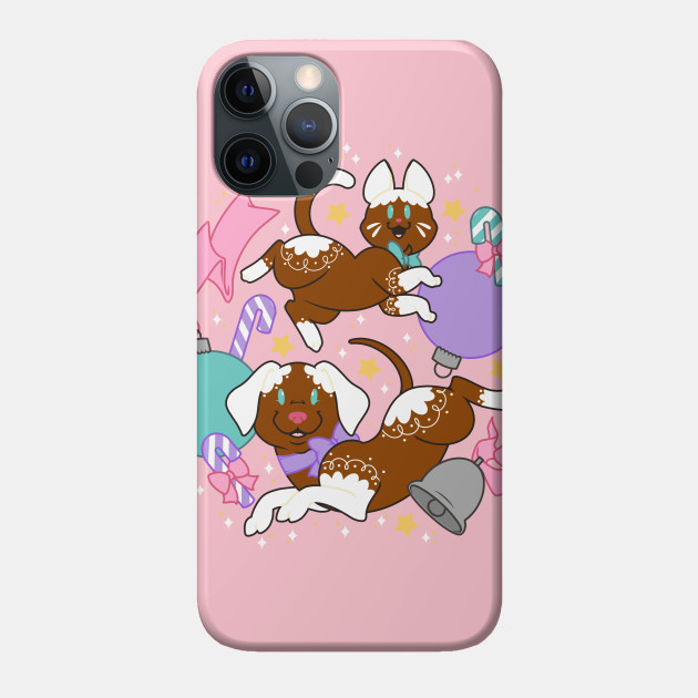 Christmas Gingerbread Cat and Dog - Pastel - Phone Case