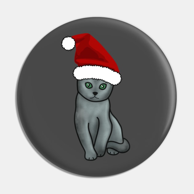Russian Blue Cat Christmas Pin by Kelly Louise Art