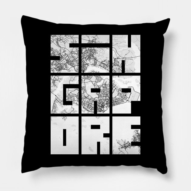 Singapore City Map Typography - Light Pillow by deMAP Studio