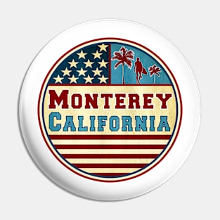 Monterey California Ocean Surf Palms Surfer Surfing Pin