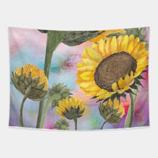 watercolor sunflowers guardin artwork Tapestry