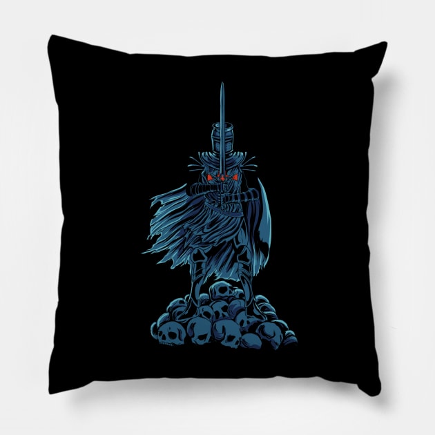 Templar with sword on skulls - Knights Templar Pillow by Modern Medieval Design