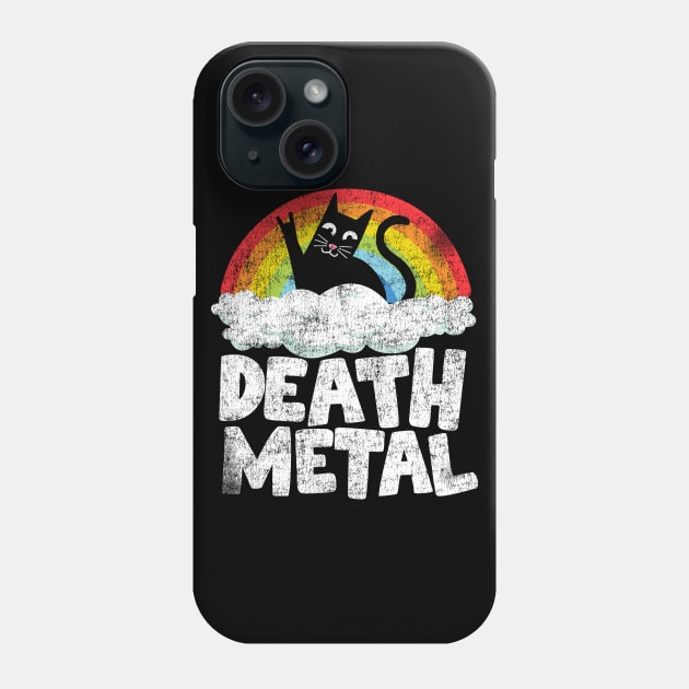 Funny Death Metal Cat Gift Rainbow Heavy Metal Phone Case by Kuehni