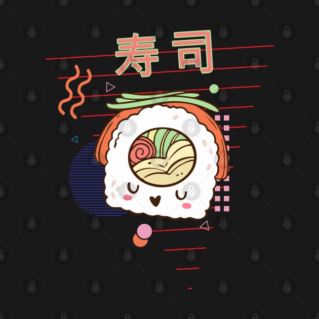 Cute sushi vegetables kawaii 90s retro japanese aesthetic by opippi