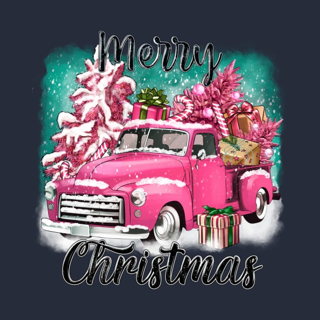 Pink rustic truck, vintage Christmas truck, merry Christmas, pink Christmas by Karley’s Custom Creations