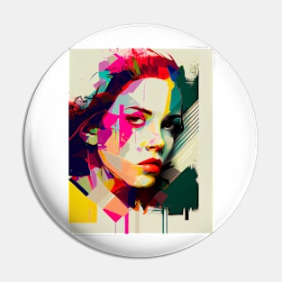 Abstract colorful pop art style woman portrait Pin