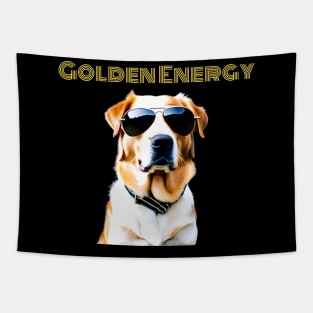 Retro Golden Energy-Golden Retriever in Sunglasses Tapestry