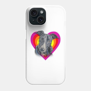 Beautiful whippet in a rainbow heart! Phone Case