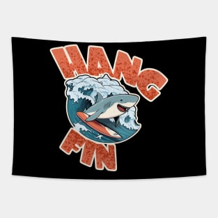 Hang Fin! Surfin' Shark Design Tapestry