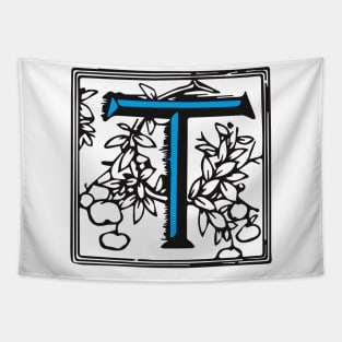 Letter T in black and blue Tapestry