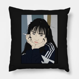 Girl with a cigarette Pillow