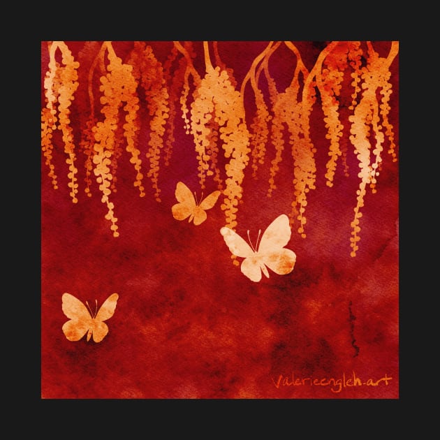 Wisteria and Butterflies Negative Painting Blaze by venglehart