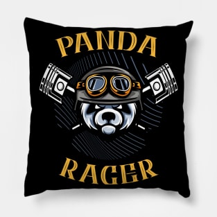 Panda Racer Motorcyclist Biker Gift Pillow