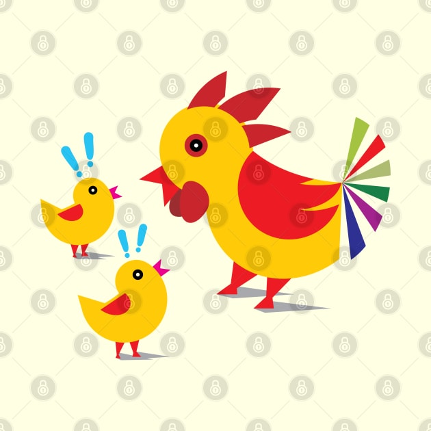 Children's Education with Mother Hen and  Cute Little Chickens by GeeTee