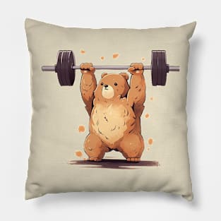 bear lifting weight Pillow