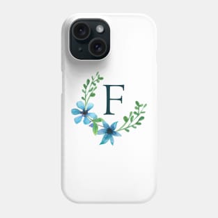 Floral Monogram F Pretty Blue Flowers Phone Case